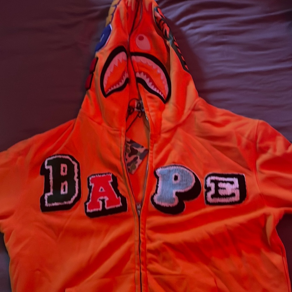 Bape multi font hoodie orange